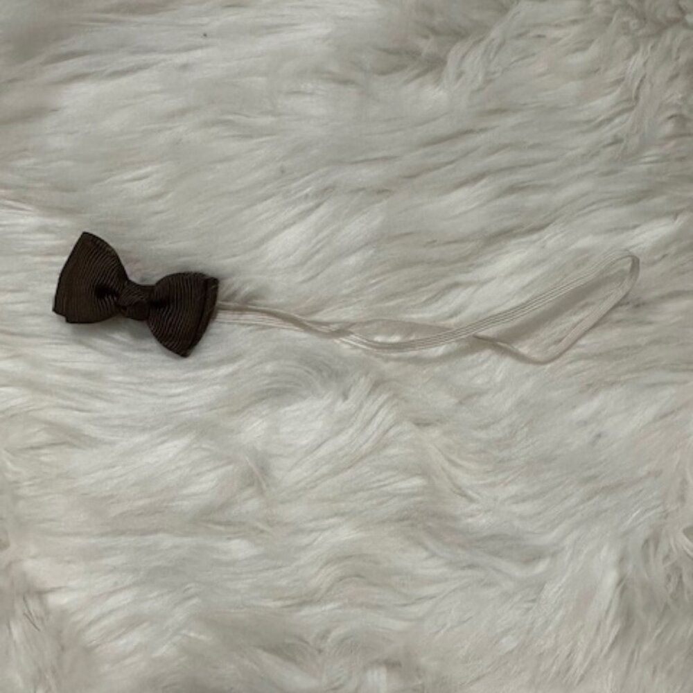 Brown 2" Mini Bow on Skinny FOE elastic headband 7519 Handmade Boutique